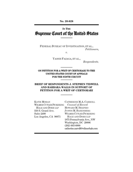 Brief of Respondents J. Stephen Tidwell and Barbara Walls in Support of Petition for a Writ of Certiorari