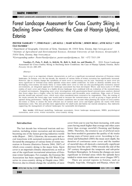 Forest Landscape Assessment for Cross Country Skiing /.../ P