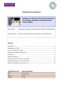 Chemical Carcinogens Mutagens and Reproductive Toxins