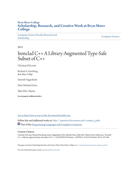 Ironclad C++ a Library-Augmented Type-Safe Subset of C++ Christian Delozier