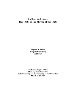 Bubbles and Busts: the 1990S in the Mirror of the 1920S