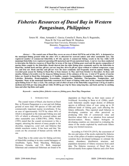 Fisheries Resources of Dasol Bay in Western Pangasinan, Philippines