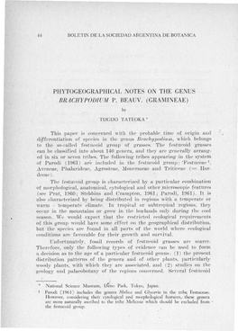 Phytogeographical Ñutes on the Genus Brachypodium P