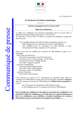 Communiqué De Presse