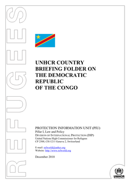 Unhcr Country Briefing Folder on the Democratic Republic of the Congo