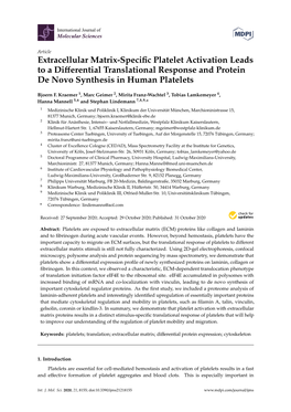 Extracellular Matrix-Specific Platelet Activation Leads to a Differential