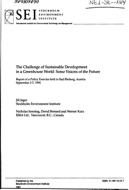 The Challenge of Sustainable Development in a Greenhouse World: Some Visions of the Future