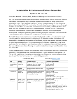 Sustainability: an Environmental Science Perspective