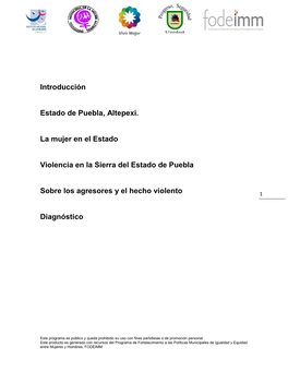 Introducción Estado De Puebla, Altepexi. La Mujer En El Estado