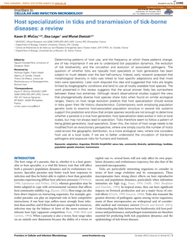 Host Specialization in Ticks and Transmission of Tick-Borne Diseases: a Review