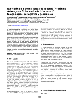 Evolución Del Sistema Volcánico Toconce (Región De Antofagasta, Chile) Mediante Interpretación Fotogeológica, Petrográfica Y Geoquímica