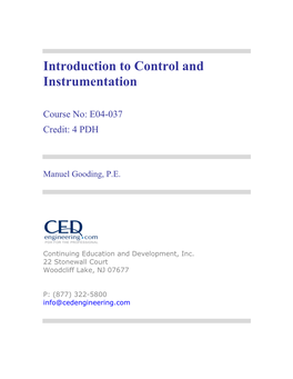 Introduction to Control and Instrumentation