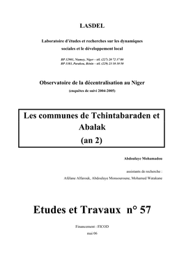 Les Communes De Tchintabaraden Et Abalak (An 2)
