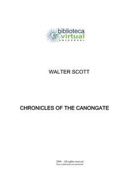 Walter Scott Chronicles of the Canongate