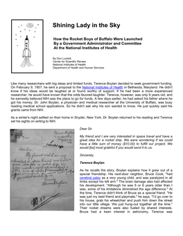 How the Rocket Boys of Buffalo Were Launched by a Government Administrator and Committee at the National Institutes of Health