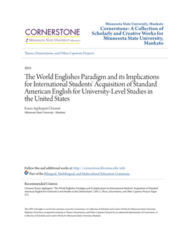 The World Englishes Paradigm and Its Implications for International Students' Acquisition of Standard American English for U