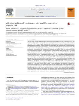 Infiltration and Interrill Erosion Rates After a Wildfire in Western Montana