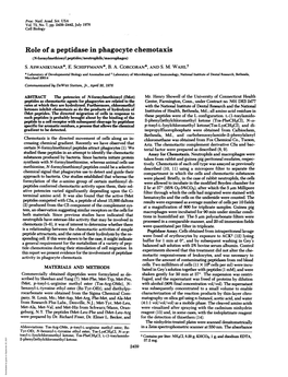 Role of a Peptidase in Phagocyte Chemotaxis (N-Formylmethionyl Peptides/Neutrophils/Macrophages) S