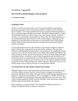 The Civil War and the Refugee Crisis in Liberia