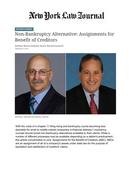 Non-Bankruptcy Alternative: Assignments for Benefit of Creditors