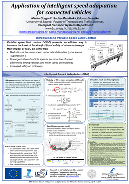 Introduction to Variable Speed Limit Control Intelligent Speed Adaptation (ISA)