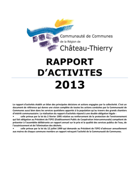 Rapport D'activites