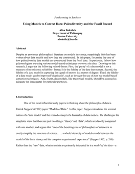 Using Models to Correct Data: Paleodiversity and the Fossil Record