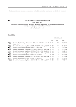 B COUNCIL REGULATION (EU) No 269/2014 of 17