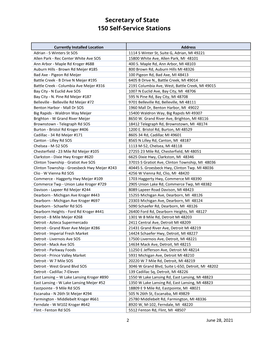 Secretary of State 150 Self-Service Stations