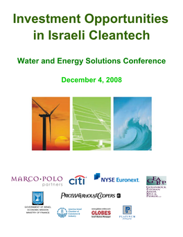 Investment Opportunities in Israeli Cleantech