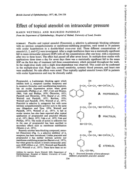 Effect of Topical Atenolol on Intraocular Pressure