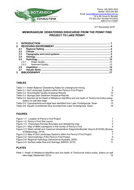 Dewatering Dishcarge from the Penny Find Project to Lake Penny