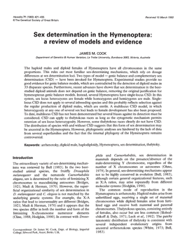 Sex Determination in the Hymenoptera: a Review of Models and Evidence