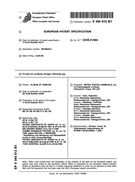 Process for Purifying Nitrogen Trifluoride Gas