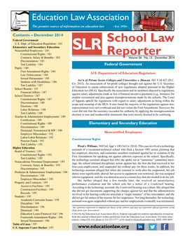 School Law Reporter December 2014