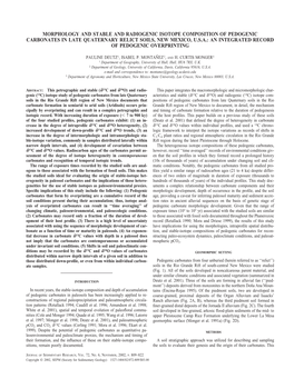 Morphology and Stable and Radiogenic Isotope