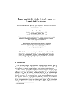 Improving a Satellite Mission System by Means of a Semantic Grid Architecture