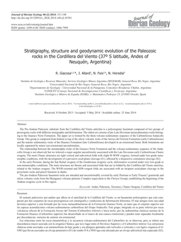 Stratigraphy, Structure and Geodynamic Evolution of the Paleozoic Rocks in the Cordillera Del Viento (37º S Latitude, Andes of Neuquén, Argentina)