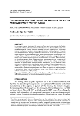 Civil-Military Relations During the Period of the Justice and Development Party in Turkey