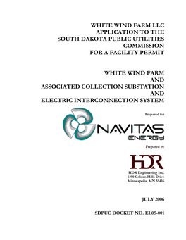 White Wind Farm Llc Application to the South Dakota Public Utilities Commission for a Facility Permit