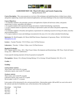 Plant Cell Culture & Genetic Engineering