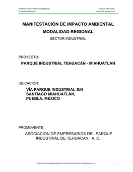 Parque Industrial Tehuacán – Miahuatlan
