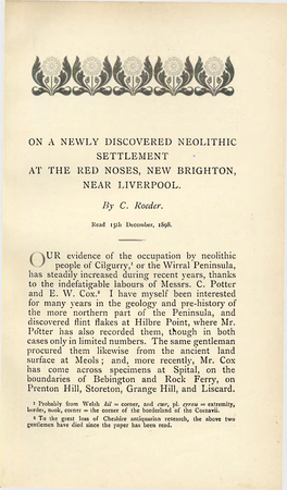 On a Newly Discovered Neolithic Settlement at the Red Noses, New Brighton, Near Liverpool