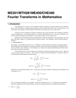 Fourier Transform in Mathematica.Pdf