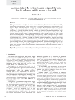 Anatomic Study of the Portions Long and Oblique of the Vastus Lateralis and Vastus Medialis Muscles: Review Article