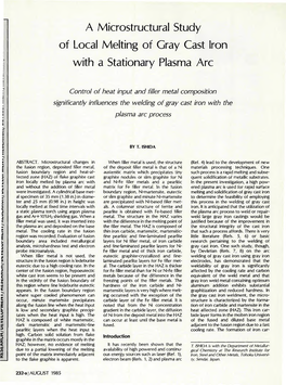 A Microstructural Study of Local Melting of Gray Cast Iron with a Stationary Plasma Arc