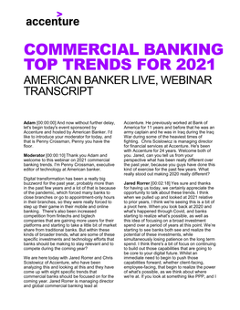 WEBINAR TRANSCRIPT | 2021 Commercial Banking Trends