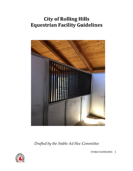 City of Rolling Hills Equestrian Facility Guidelines