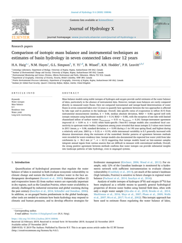 Journal of Hydrology X 6 (2020) 100046