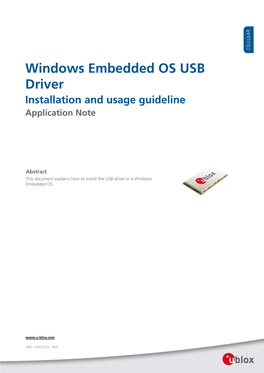 Windows Embedded OS USB Driver Installation and Usage Guideline Application Note